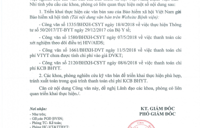Công văn số 379/BVSN-KHTH v/v Triển khai các văn bản của Bảo hiểm xã hội Việt Nam.